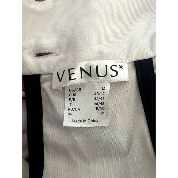 Venus White/Black Sleeveless Multicolor Floral Print Top High Neck Blouse Medium - Picture 7 of 7